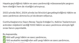 Adalet Bakanı Tunç: Bin hakim ve savcı yardımcısı alımıyla ilgili sınav ilanını yayımladık