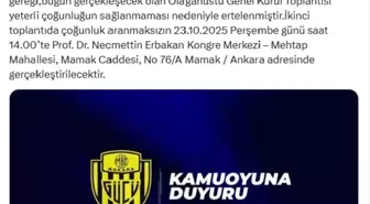 MKE Ankaragücü'nün Olağanüstü Genel Kurulu Ertelendi