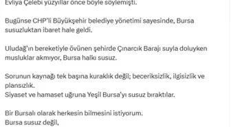 Faruk Acar: Bursa'nın Susuzluğu CHP Yönetiminden Kaynaklanıyor