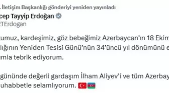 Cumhurbaşkanı Erdoğan, Azerbaycan'ın Bağımsızlık Gününü Kutladı