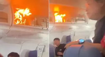Havadaki uçağın kabininde yangın çıktı