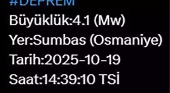 Osmaniye'de 4.1 Büyüklüğünde Deprem