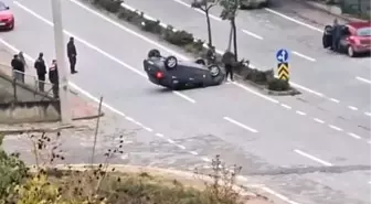 Bursa'da Takla Atan Otomobilin Sürücüsü Hafif Yaralandı