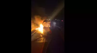 Osmaniye'de Yolcu Otobüsü Seyir Halindeyken Alev Aldı