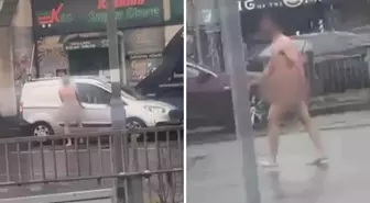 Araçlara saldıran çıplak adam, trafiği felç etti