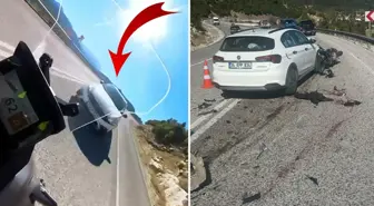 Motosiklet sürücüsünün öldüğü kaza, kask kamerasında