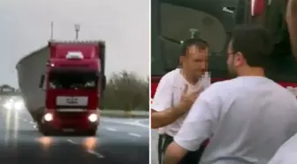 Otoyolda zikzak çizen tır, yüklerini yola savurdu