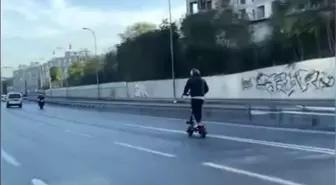 Bayrampaşa'da Elektrikli Scooter ile Otoyola Çıkan Sürücü Trafiği Tehdit Etti