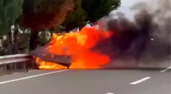 Edirne'de Seyir Halindeki Otomobil Yangın Çıkardı