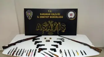 Karaman'da Asayiş Uygulamalarında Uyuşturucu ve Ruhsatsız Silahlar Ele Geçirildi