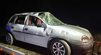 Keşan'da Takla Atan Otomobilde İki Kişi Yaralandı