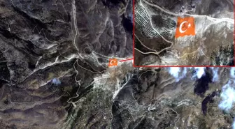 Kahramanmaraş Ahır Dağı'ndaki Türk Bayrağı Uzaydan Görüntülendi