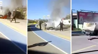 Serdivan'da Seyir Halindeki Otomobil Alev Aldı