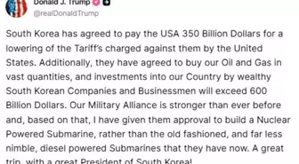 Trump, Güney Kore ile 950 Milyar Dolar Yatırım Anlaştı