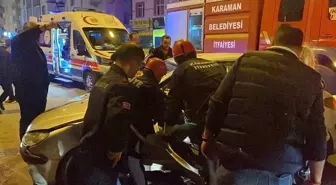 Kazada sonrası araçta sıkışan sürücüyü itfaiye kurtardı