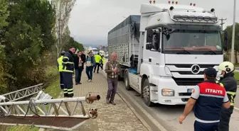 Çanakkale'de TIR, PTS Direğini Devirdi