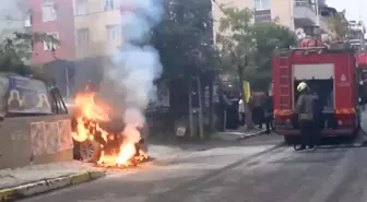 Yer altı elektrik kabloları patladı, otomobil alev topuna döndü