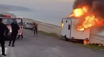 Çatalca'da Karavanda Yangın Çıktı