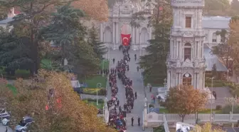 Dolmabahçe'de oluşan yoğunluk havadan görüntülendi