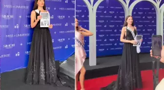 Miss Universe Türkiye Ceren Arslan siyahlara büründü, Atatürk'ün portresiyle yürüdü