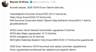 2026 ÖSYM Sınav Takvimi Açıklandı