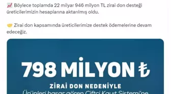 Tarım Bakanı Yumaklı, Zirai Don Nedeniyle Üreticilere 798 Milyon TL Destek Ödemesi Yaptı