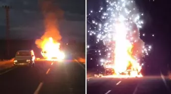 Kazadan sonra alev aldı, bomba gibi patladı! İşte dehşet anları