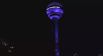 Dünya Prematüre Günü'nde Atakule ve Sağlık Bakanlığı Mor Işıkla Aydınlatıldı