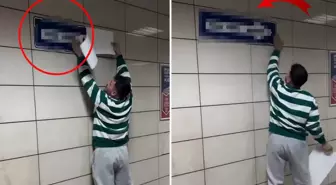 Metroya astığı tabela akılalmaz! Eşi görmese daha iyi