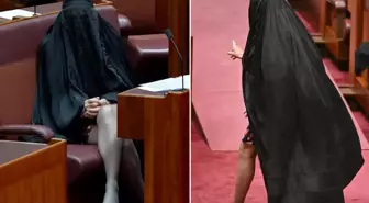 Avustralyalı senatörden provokatif eylem! Kara çarşafla Meclis'e geldi