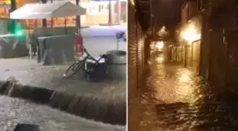 Sarı kodla uyarılan kentte denizle kara birleşti, tarihi çarşı göle döndü