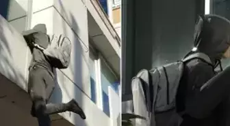 Hırsız görünümlü cansız mankeni gören ya polisi arıyor ya da taş atıyor