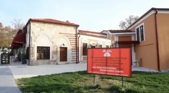 Edirne'de esnaf han ve hamam restorasyonu nedeniyle Vali Sezer için teşekkür tabelası astı