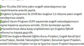 İŞKUR aracılığıyla 250 bine yakın engelli vatandaş işe yerleştirildi