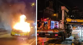 Beyoğlu'nda seyir halindeki taksi alev aldı: yolcular son anda kurtuldu