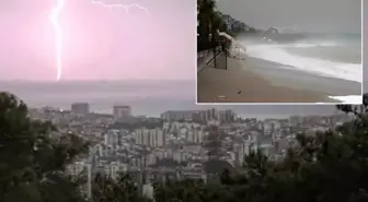 Gözde kentimizin üzerinde çakan şimşekler görsel şölen oluşturdu