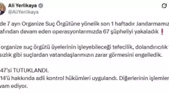 İçişleri Bakanlığı'ndan 7 ilde 7 ayrı organize suç örgütüne operasyon: 47 tutuklama
