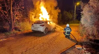 Defne'de otomobil alevlere teslim oldu