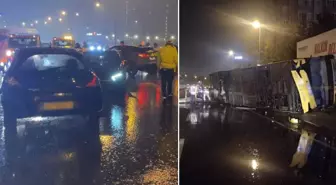 İstanbul'da sağanak kabusu! Halk otobüsü takla attı, zincirleme kaza TEM'i kilitledi