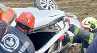 Yoldan çıkan otomobil takla attı; 2 yaralı