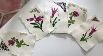 Geleneksel el sanatı Edirnekari'yi kendi ürettiği kağıtlara işliyor