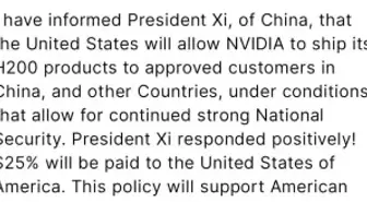 Trump'tan Çin'e çip satışına şartlı izin açıklaması: 'Başkan Xi'ye bildirdim ve olumlu karşıladı'