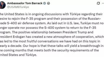 ABD'nin Ankara Büyükelçisi Barrack'tan 'F-35' yorumu