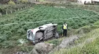 Bafra'da otomobil tarlaya uçtu