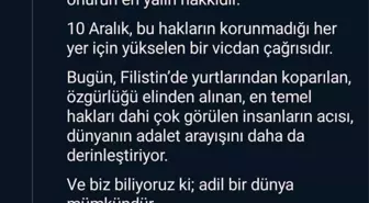 Emine Erdoğan: 'Bugün Filistin'de yurtlarından koparılan, özgürlüğü elinden alınan, en temel hakları dahi çok görülen insanların acısı, dünyanın adalet arayışını daha da derinleştiriyor'