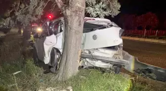 Tekirdağ'da ağaca çarpan otomobilin sürücüsü yaralandı