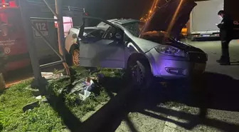Edirne'de direğe çarpan otomobilin sürücüsü öldü