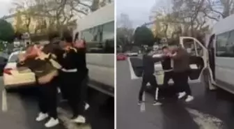 Sarıyer'de trafikte sürücülerin yol verme kavgası kamerada