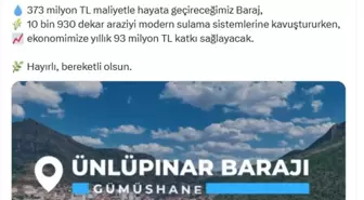 Bakan Yumaklı: Ünlüpınar Barajı ve Yelpınar Göleti'nde su tutulmaya başlandı