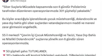 55 ilde siber suç operasyonları; 50 şüpheli tutuklandı